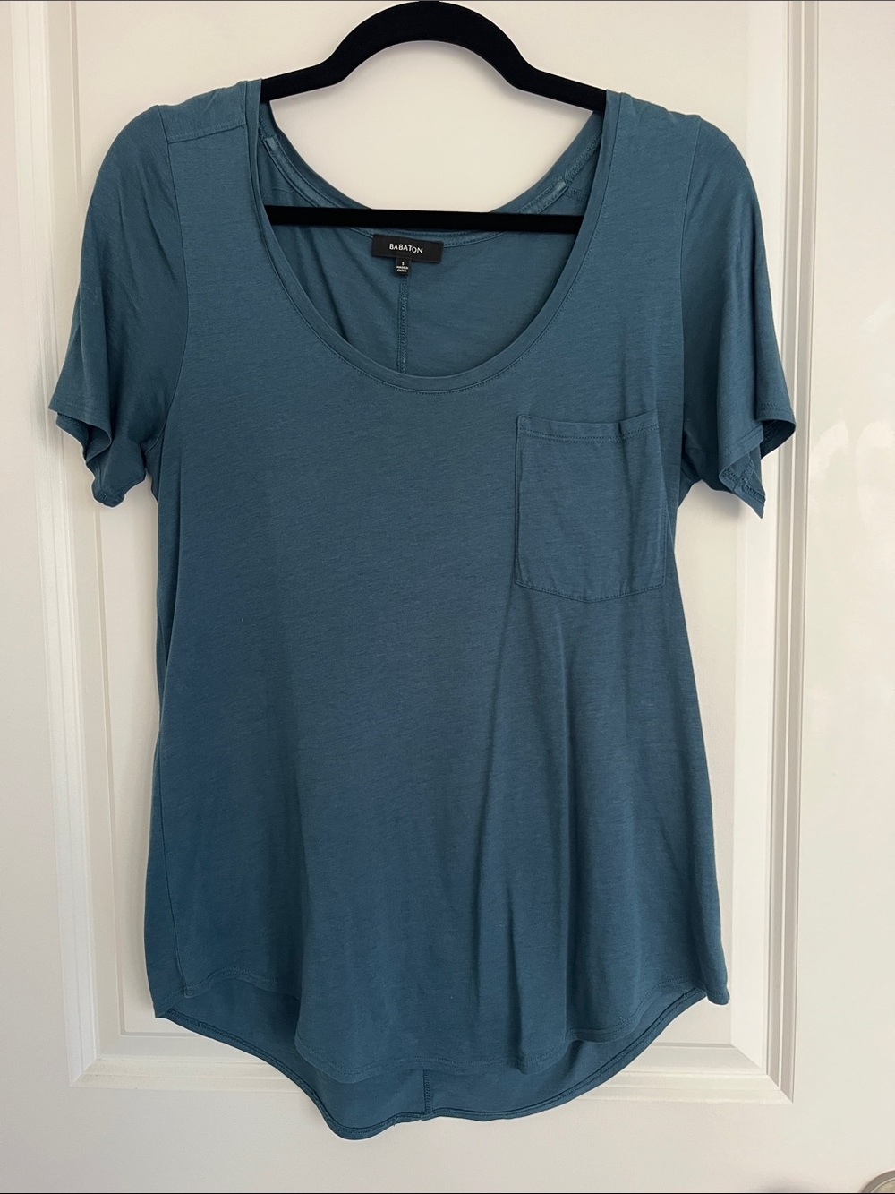 Babaton | Teal Scoop Neck Pocket Tee